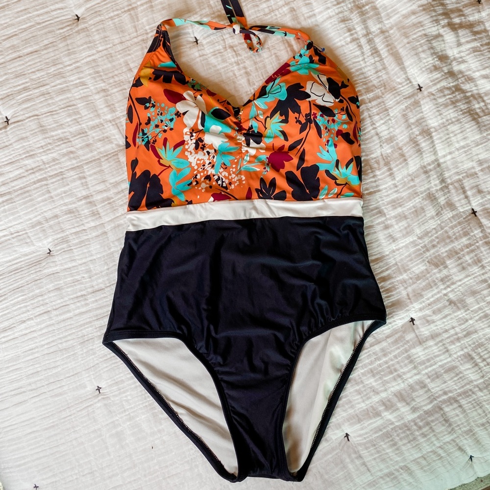 Sea Angel Colorblock Floral One Piece Swimsuit